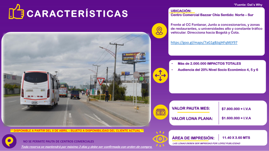 Valla Centro Comercial Bazzar Chía