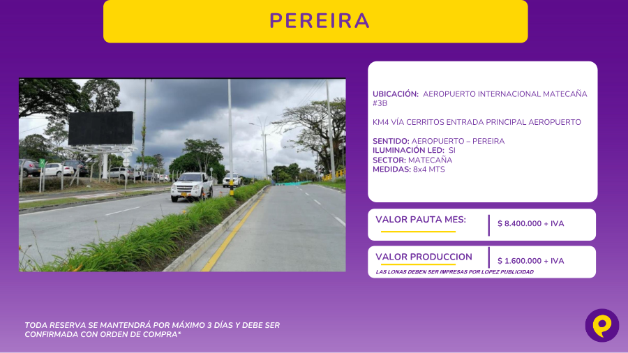 Pantalla LED Aeropuerto Matecaña