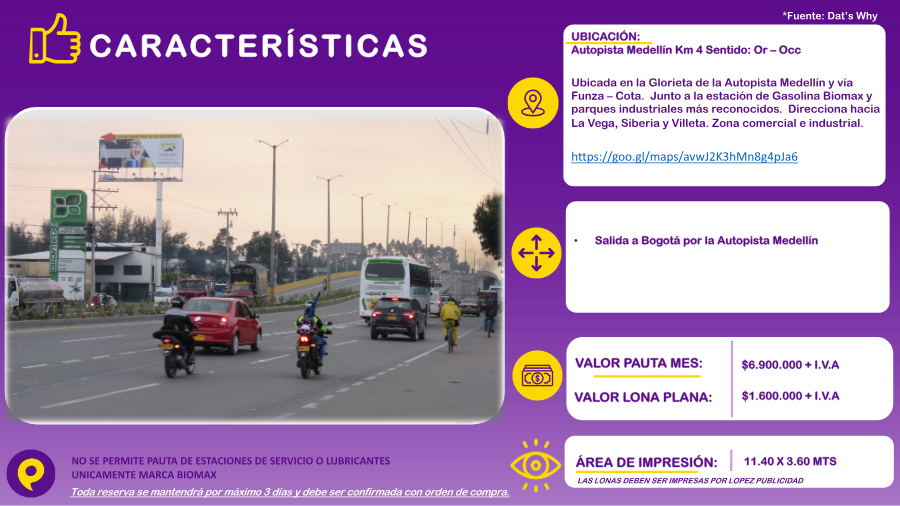 Valla en Autopista Medellín Km 4