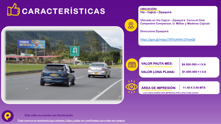 Valla en Vía Cajicá – Zipaquirá