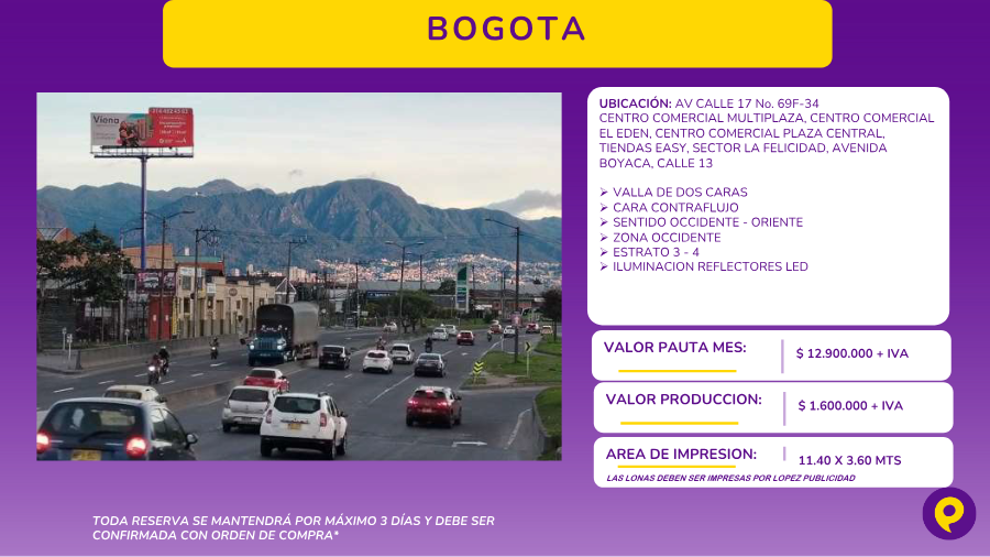 Valla Doble Cara en Calle 17