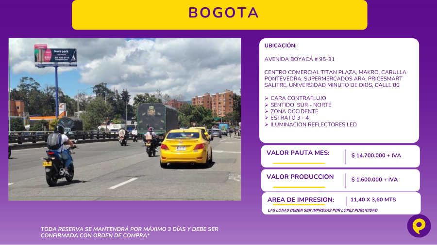 Valla Avenida Boyacá #95-31