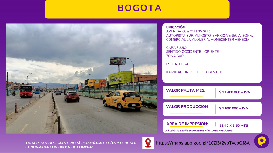 Valla sobre Autopista Sur