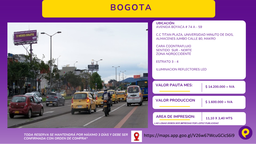 Valla en Avenida Boyacá