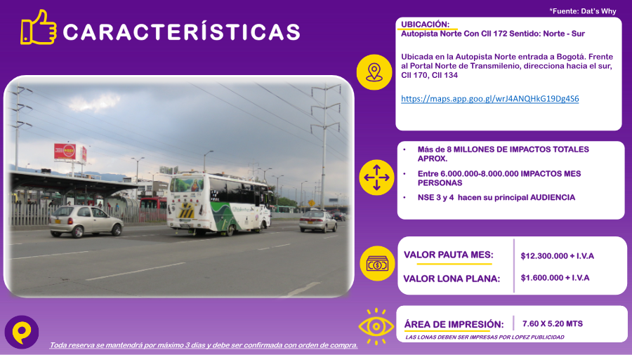 Valla en Autopista Norte con Cll 172