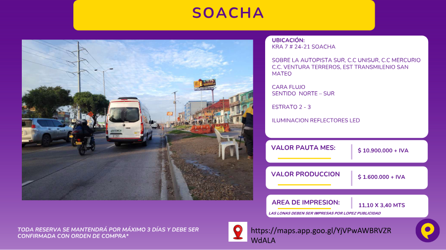 Valla publicitaria en Soacha