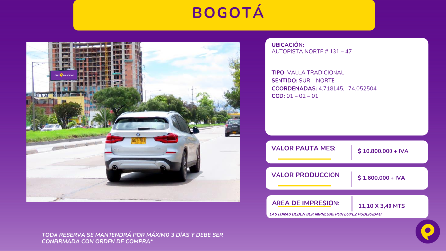 Valla Tradicional Autopista Norte