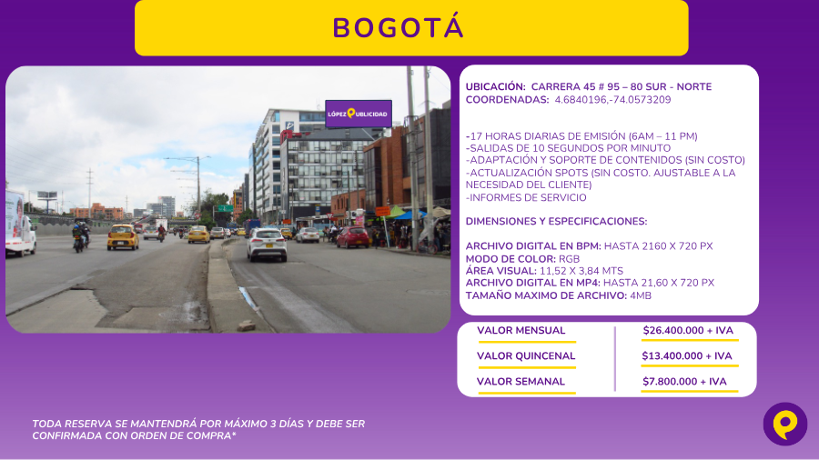 Pantalla digital en Bogotá