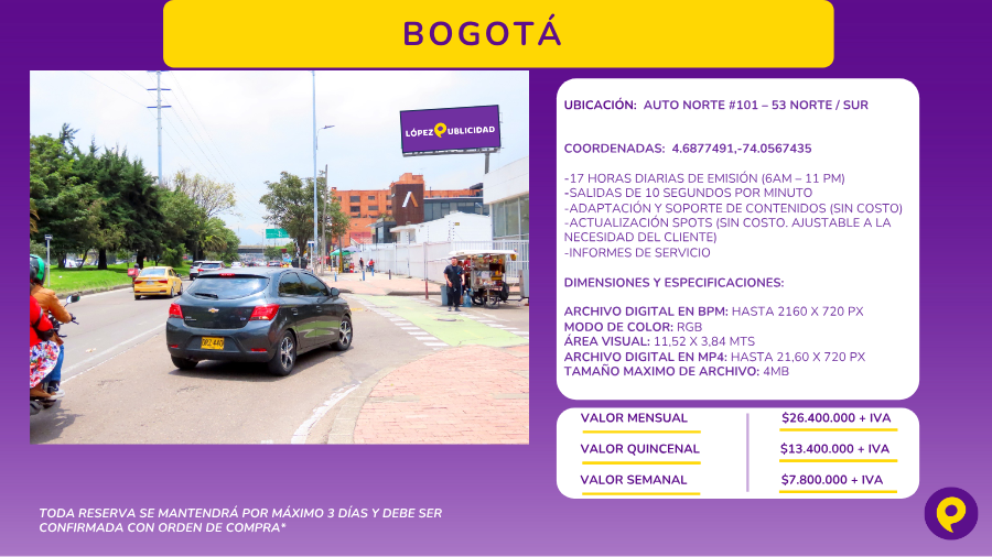 Pantalla LED López Publicidad en Bogotá