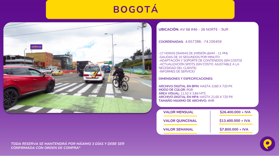 Pantalla Digital en Avenida 68