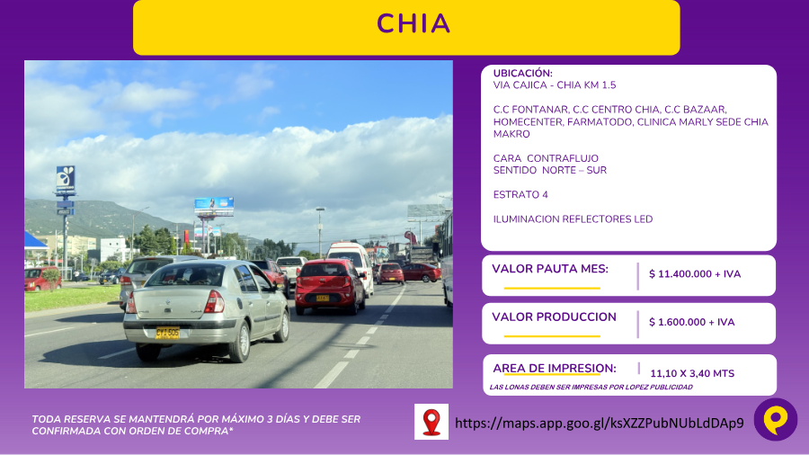 Valla en Vía Cajicá - Chía KM 1.5