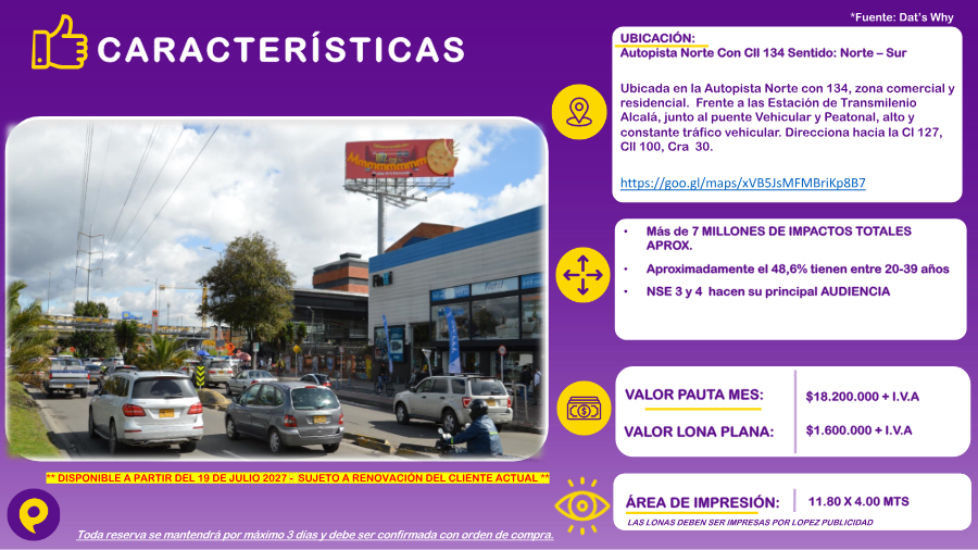 Valla Autopista Norte con Calle 134