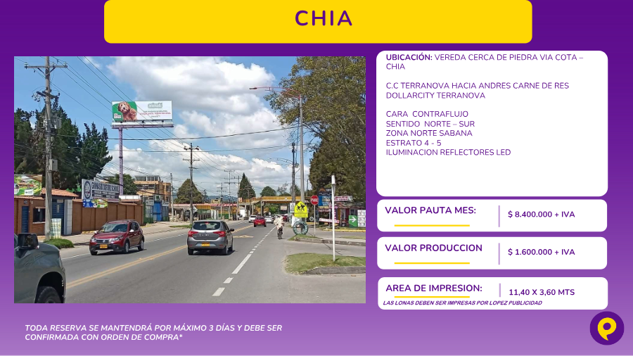 Valla Publicitaria en Chía