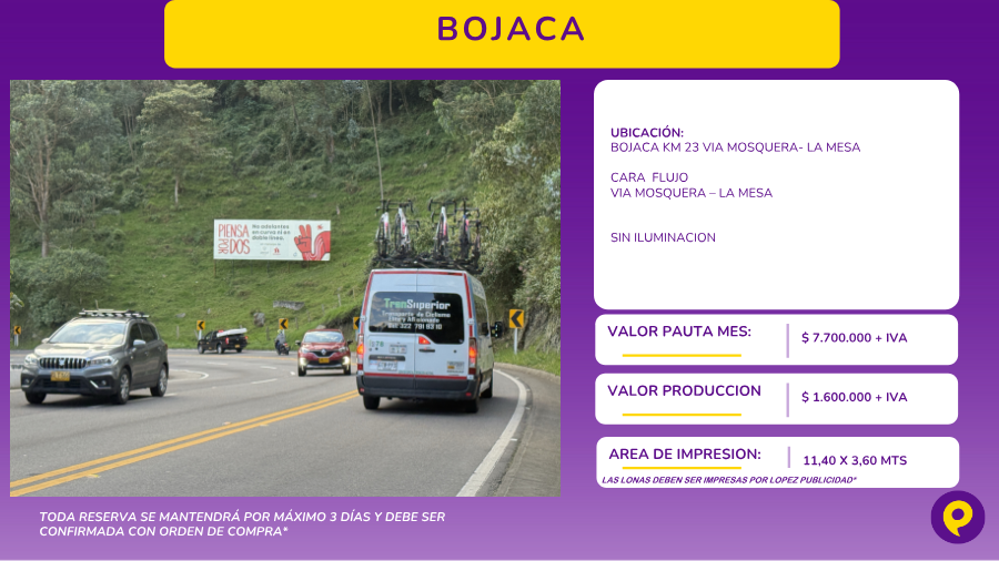 Valla en Vía Mosquera - La Mesa