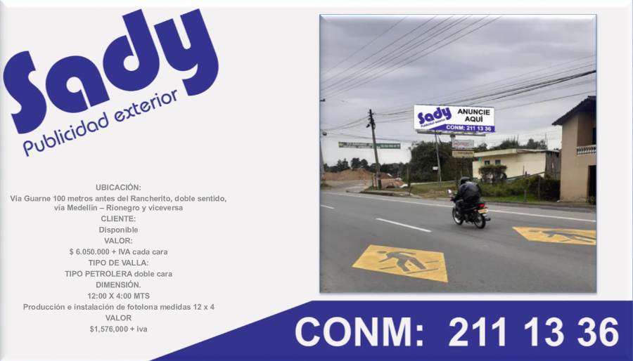 Valla Petrolera Doble Cara en Vía Guarne