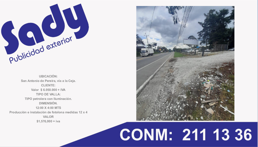 Valla Publicitaria San Antonio de Pereira