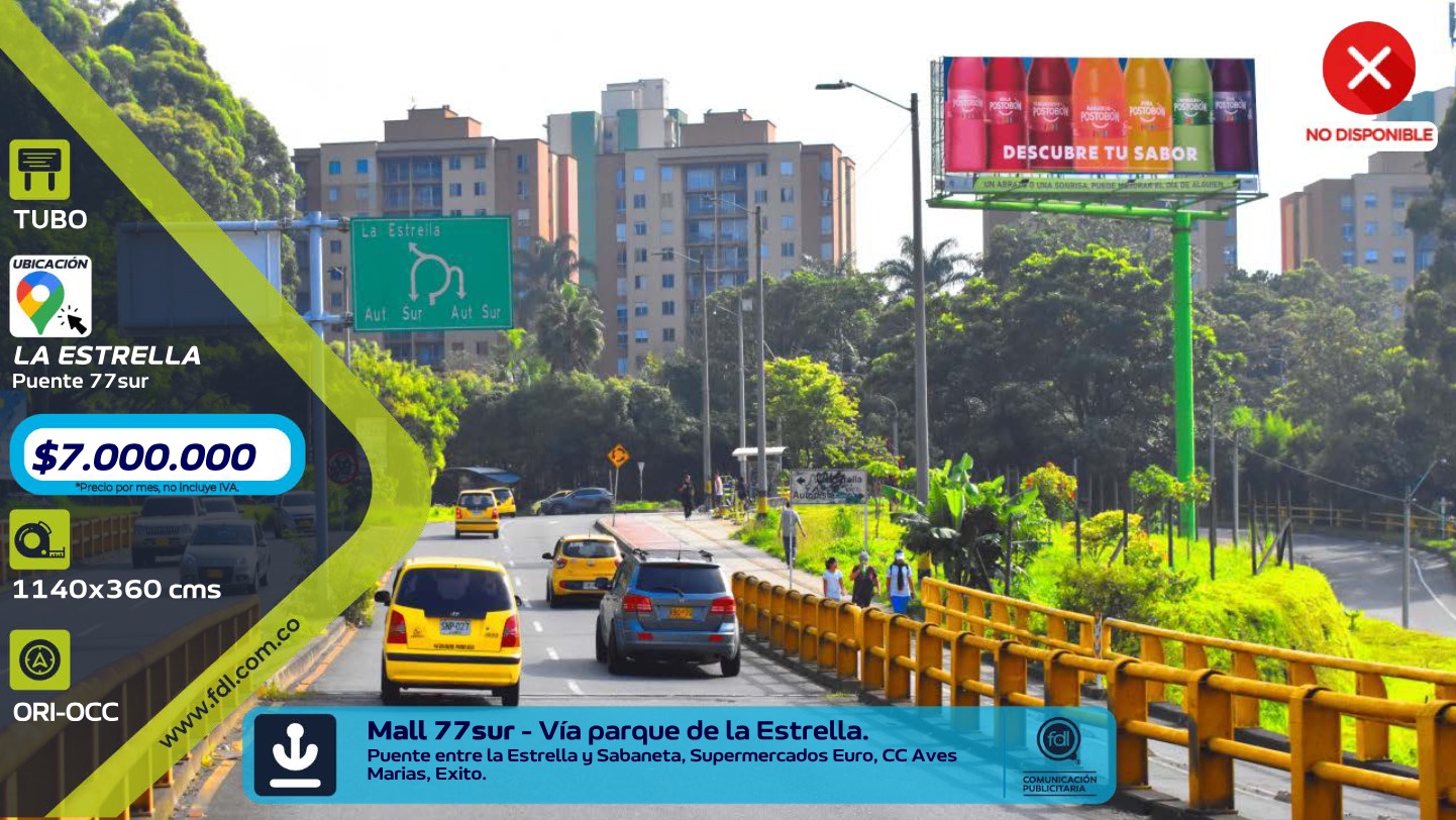 Valla Tubo Puente 77 Sur · Mall 77 Sur Euro Sabaneta – La Estrella