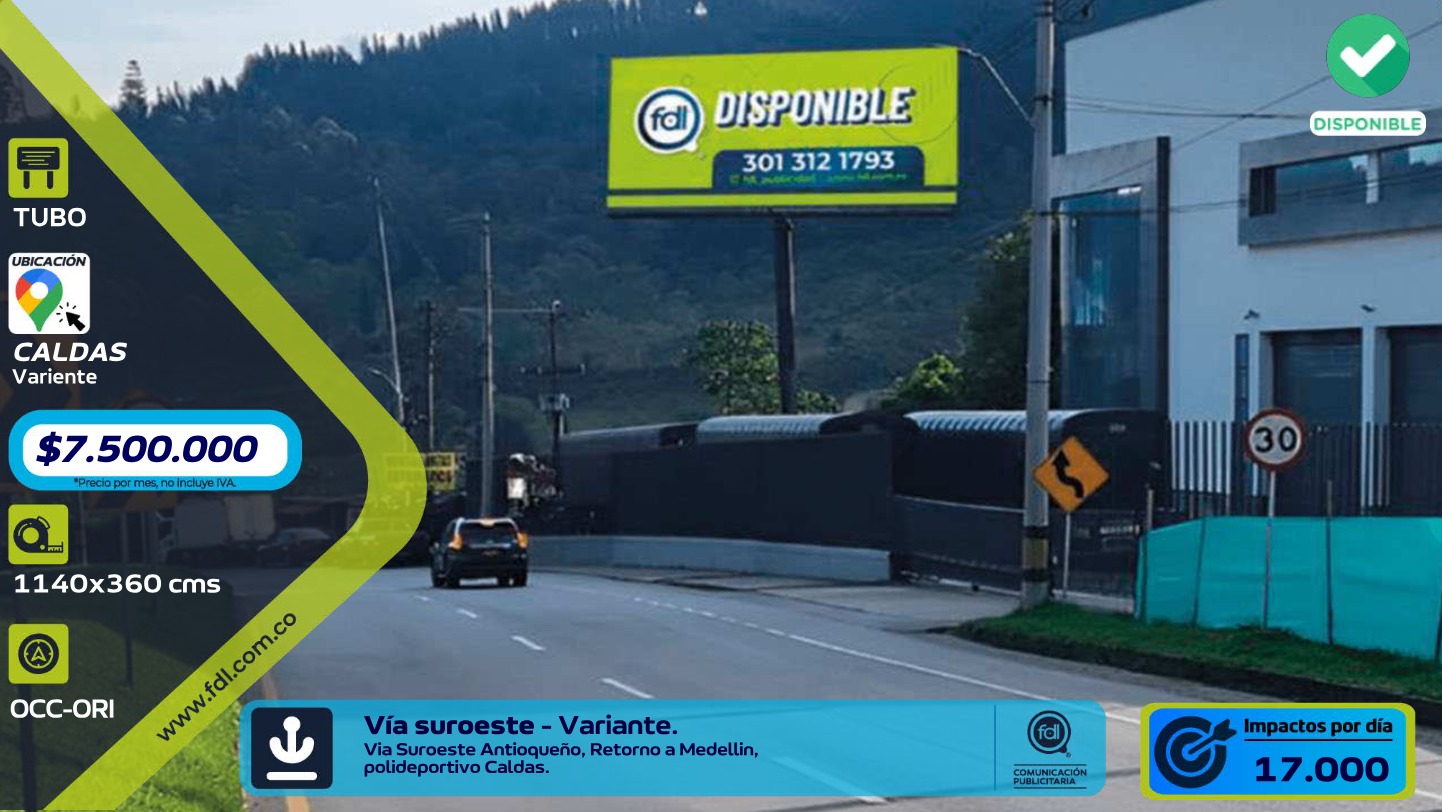 Valla Tubo Variante Suroeste · Polideportivo Caldas – Caldas