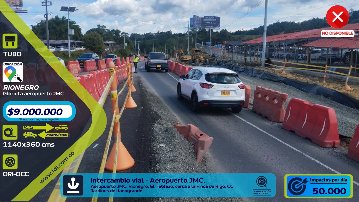 Valla Gran Formato Intercambio Vial Aeropuerto JMC · Autopista Medellín–Bogotá – Rionegro