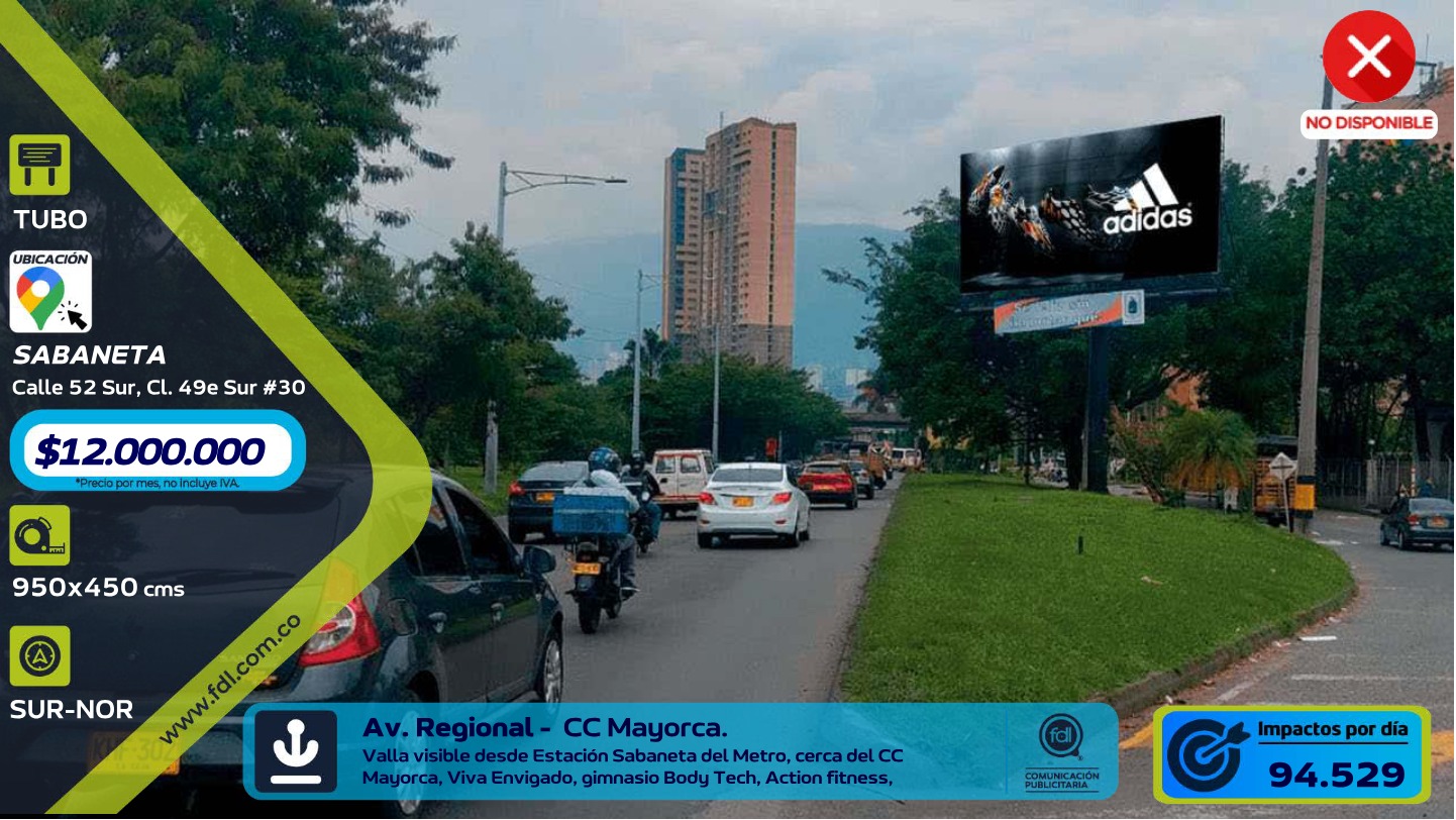 Valla Tubo Estación Metro Sabaneta · CC Mayorca Body Tech – Sabaneta