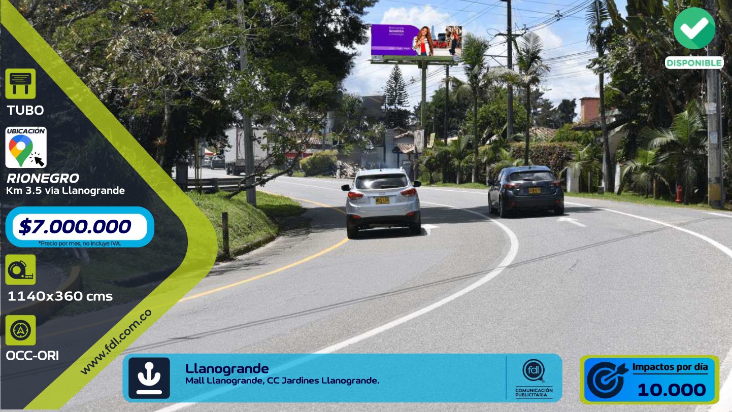 Valla Tubo Km 3.5 Vía Llanogrande · Medellín–Retiro – Rionegro