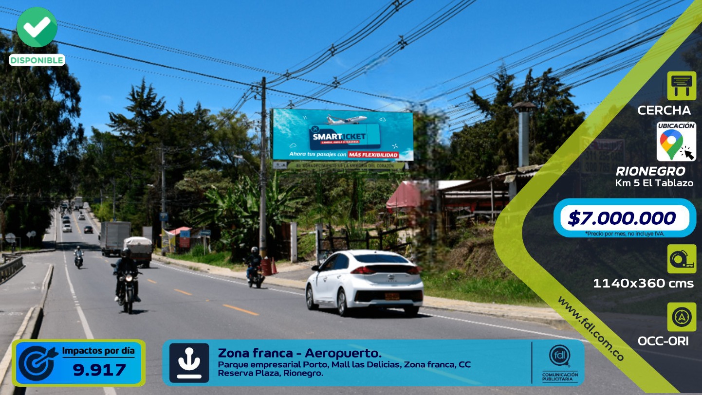 Valla Gran Formato Km 5 El Tablazo · CC Reserva Plaza Porto – Rionegro