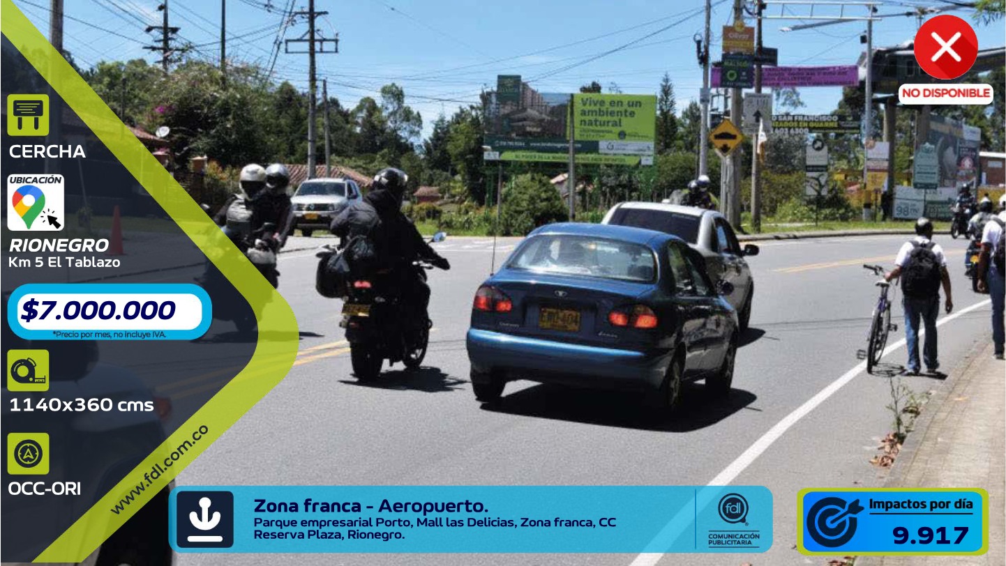 Cercha Iluminada Km 5 El Tablazo · Zona Franca Mall Las Delicias – Rionegro