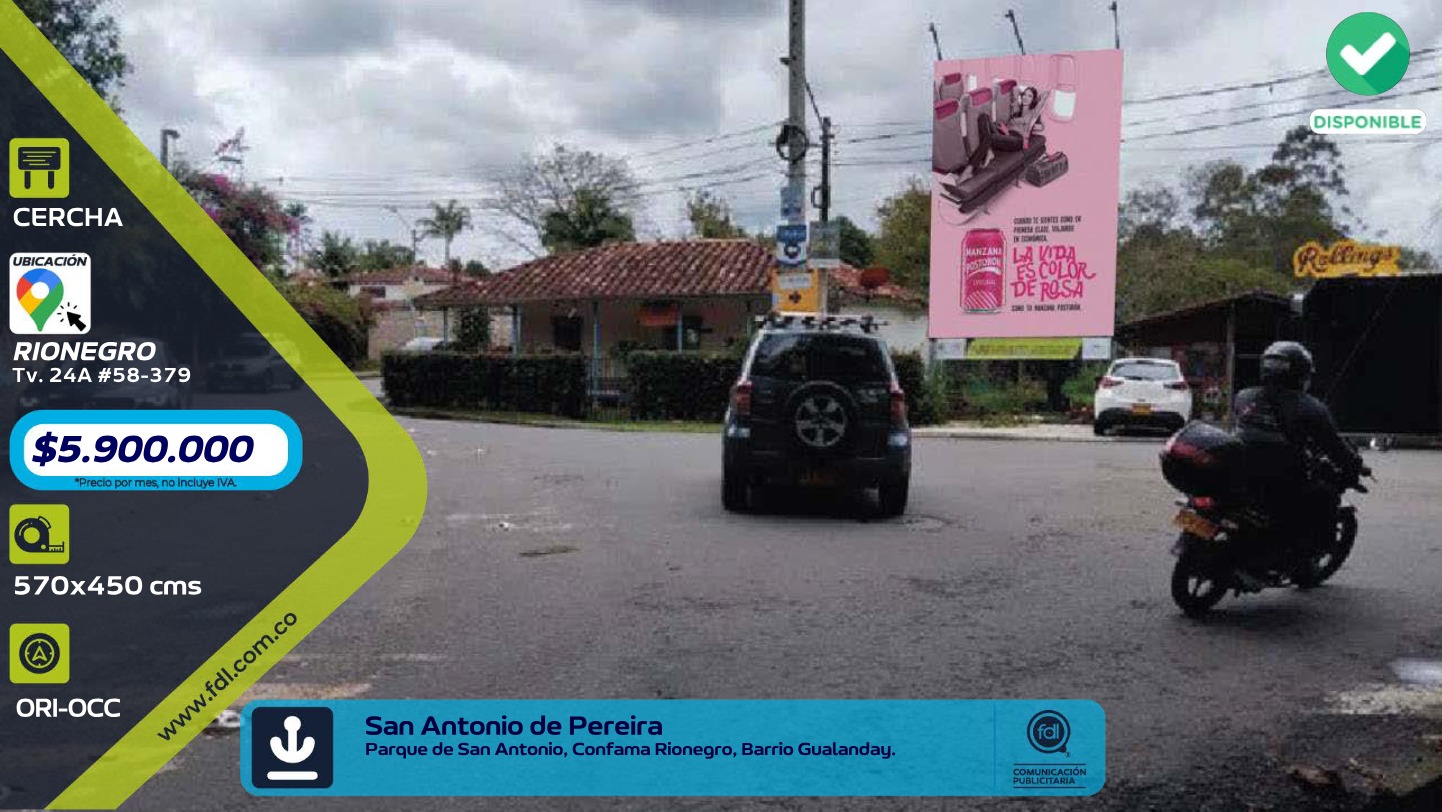 Valla OOH Parque San Antonio · Confama Rionegro – Rionegro
