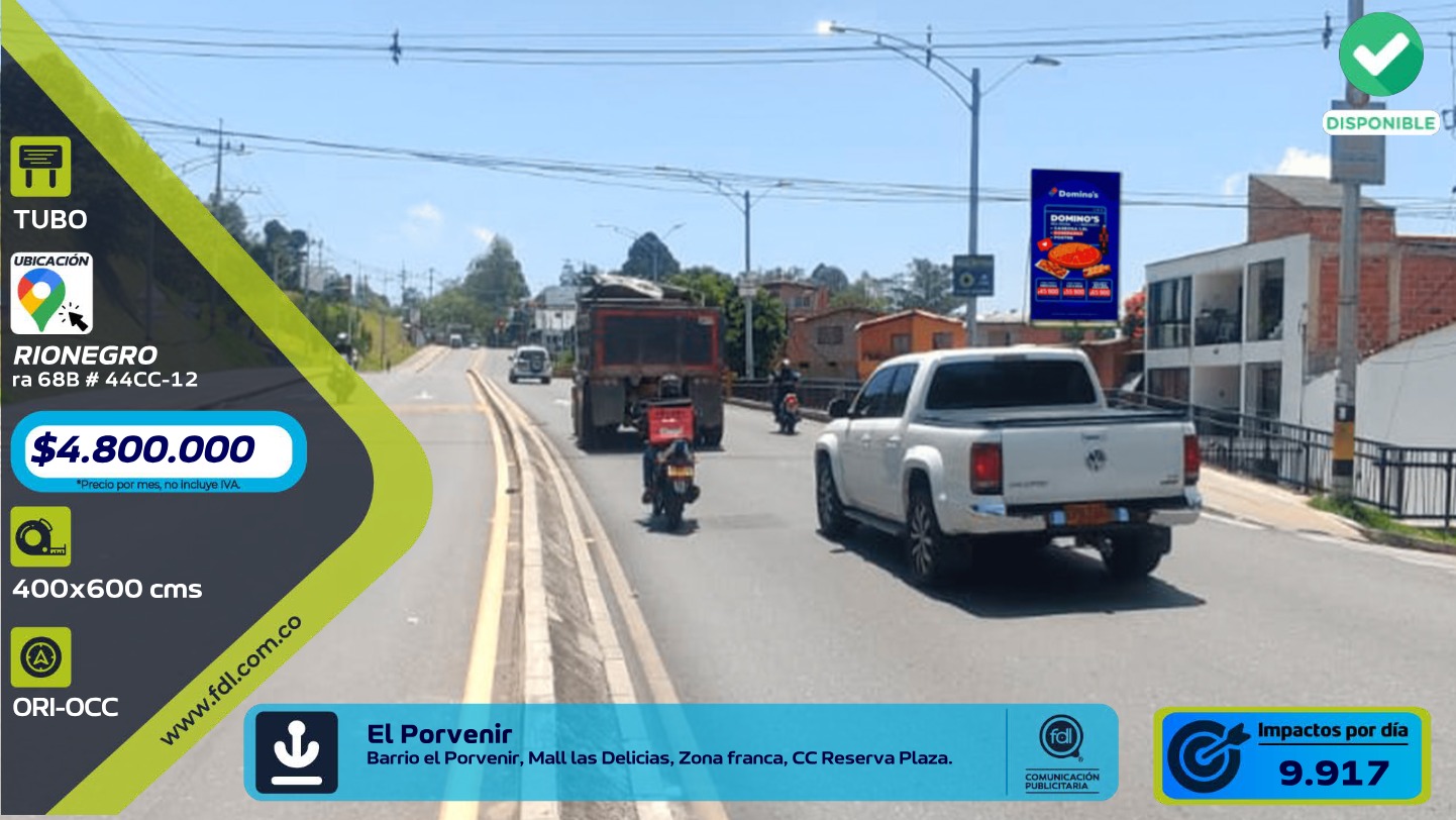 Valla OOH El Porvenir · Mall Las Delicias Zona Franca – Rionegro