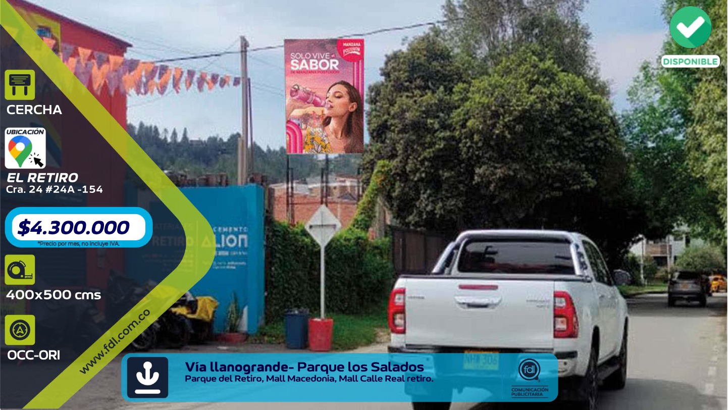 Cercha Iluminada Vía Llanogrande · Zona Urbana – El Retiro