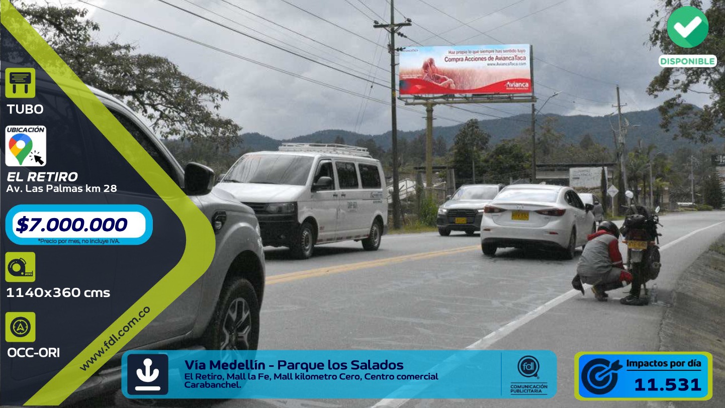 Valla Tubo Av. Las Palmas Km 28 · Parque Los Salados – El Retiro