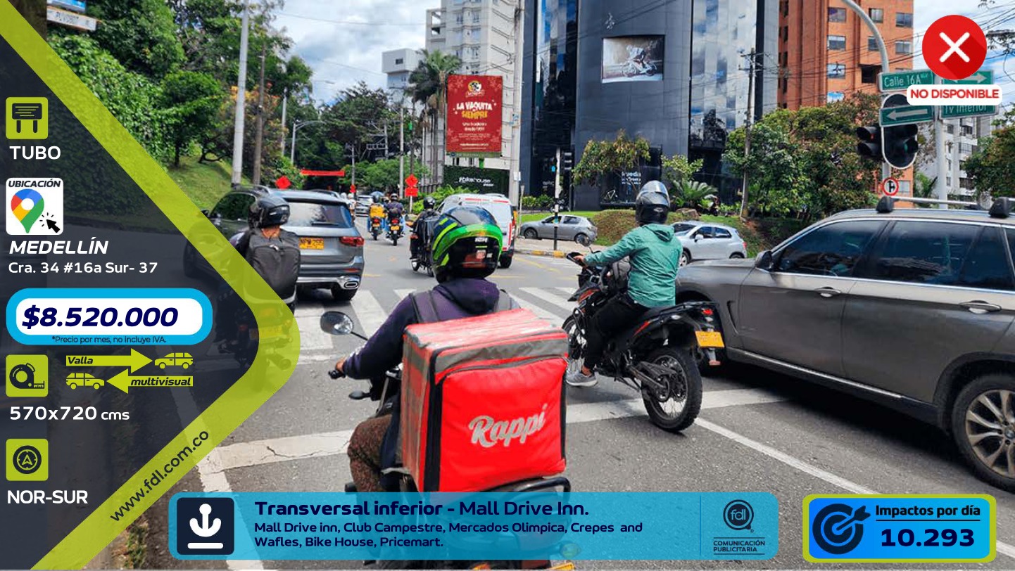 Valla Iluminada Transversal Inferior · Mall Drive Inn Club Campestre – Medellín