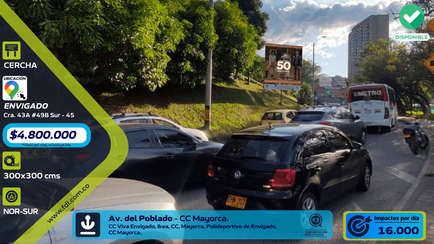 Cercha Urbana Av. El Poblado · CC Mayorca – Envigado