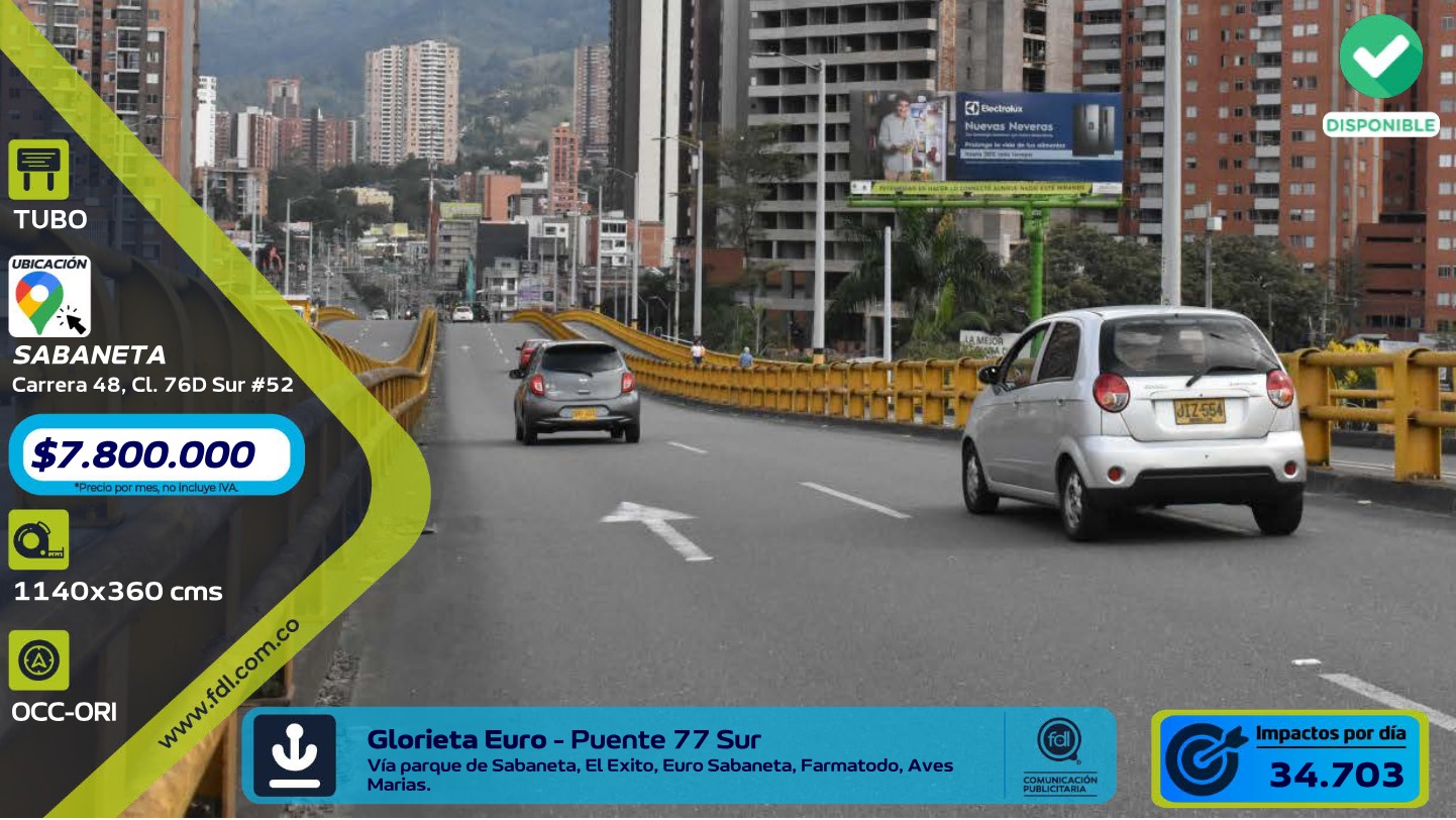 Valla OOH Glorieta Euro · Puente 77 Sur – Sabaneta