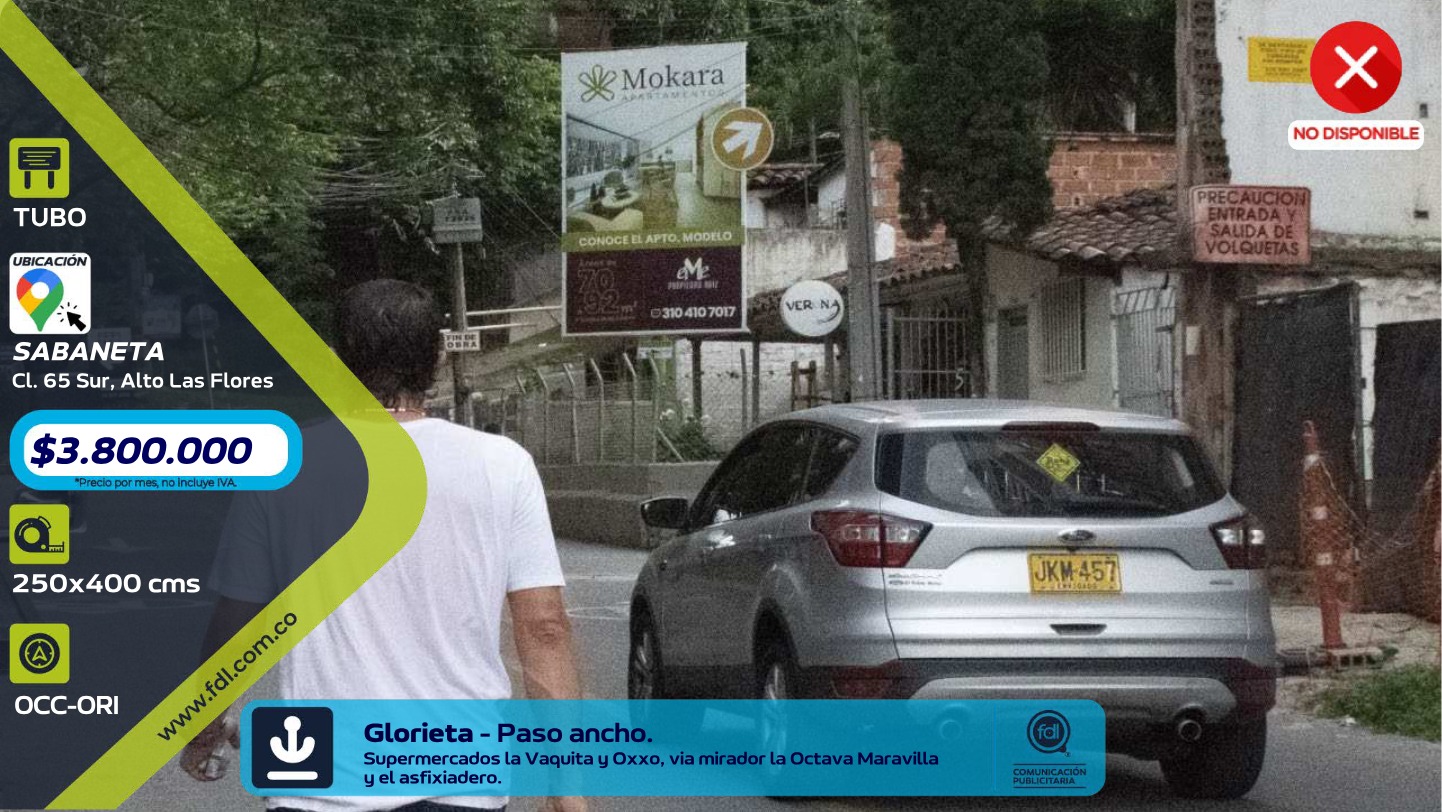 Valla Tubo Cl. 65 Sur · Glorieta Alto Las Flores – Sabaneta