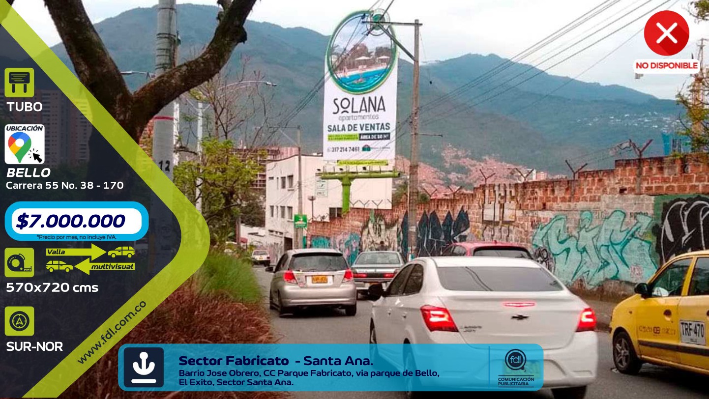 Valla Iluminada Sector Fabricato Santa Ana · José Obrero – Bello