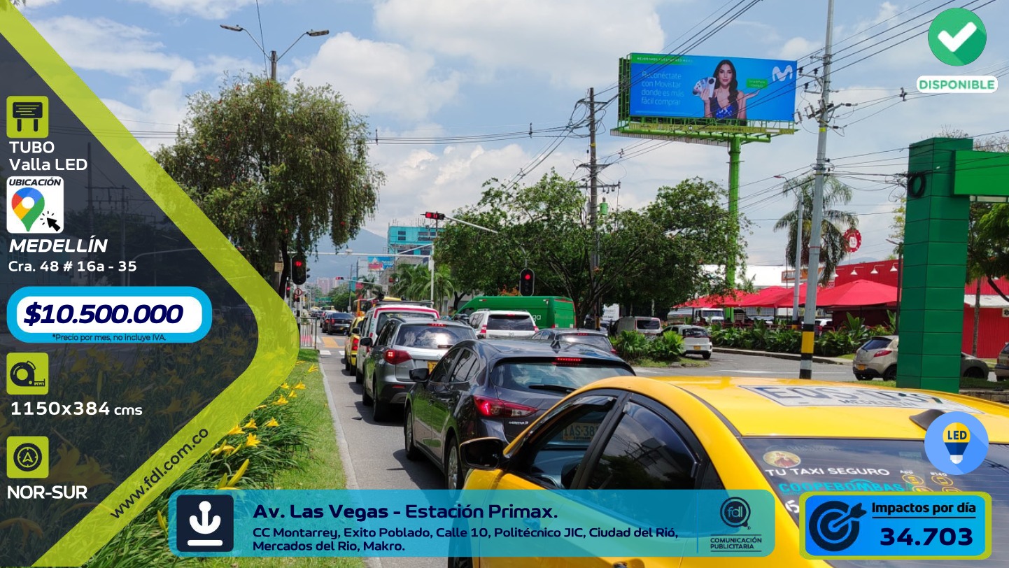 Pantalla LED DOOH Av. Las Vegas · Estación Primax Industriales – Medellín — foto 2