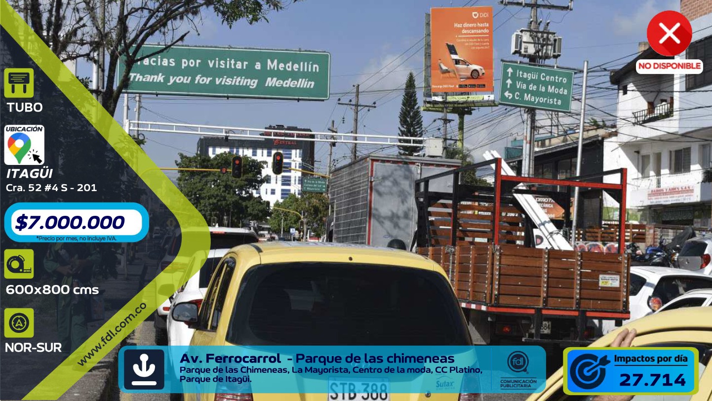 Valla Tubo Av. Ferrocarril · Parque Las Chimeneas – Itagüí