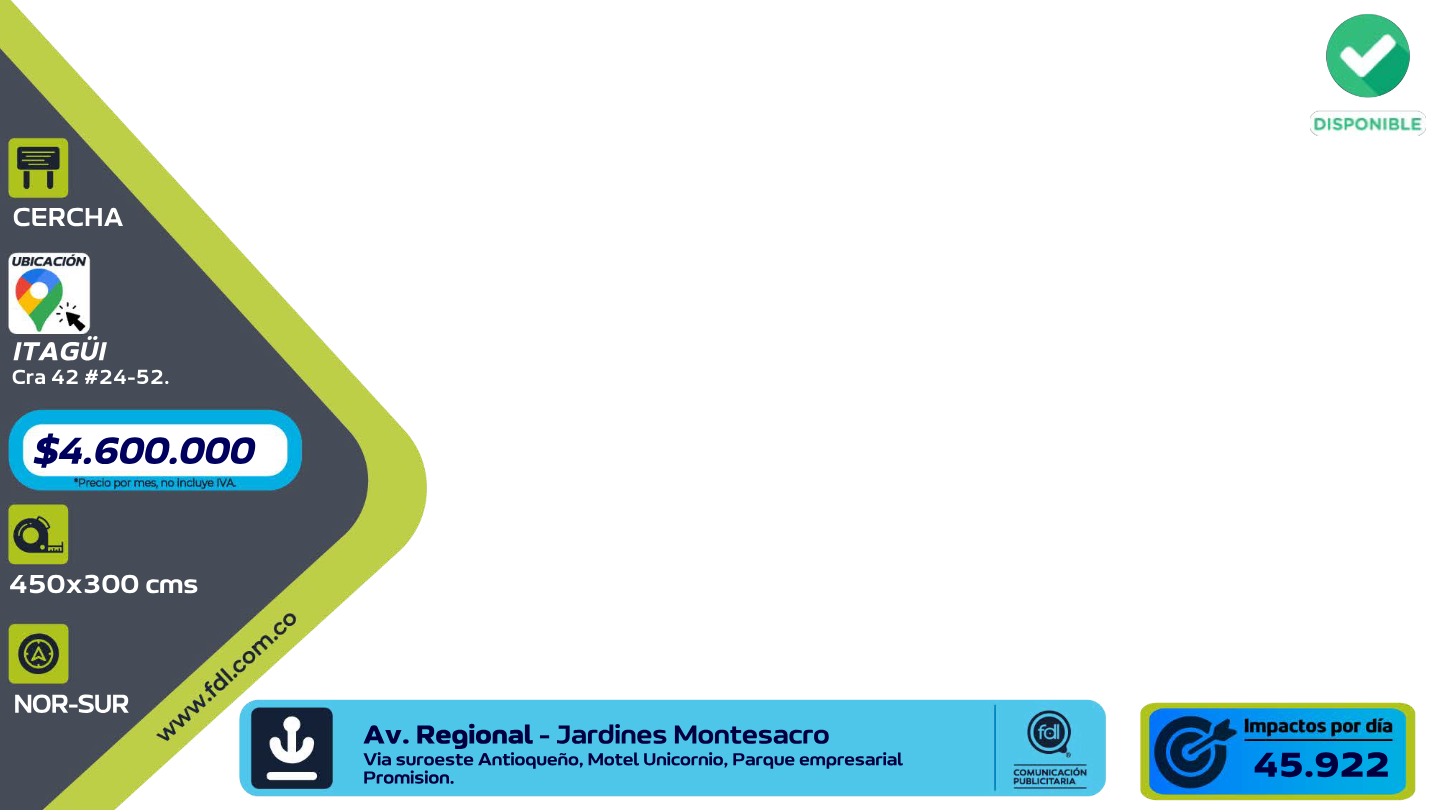 Valla Iluminada Av. Regional · Jardines Montesacro – Itagüí