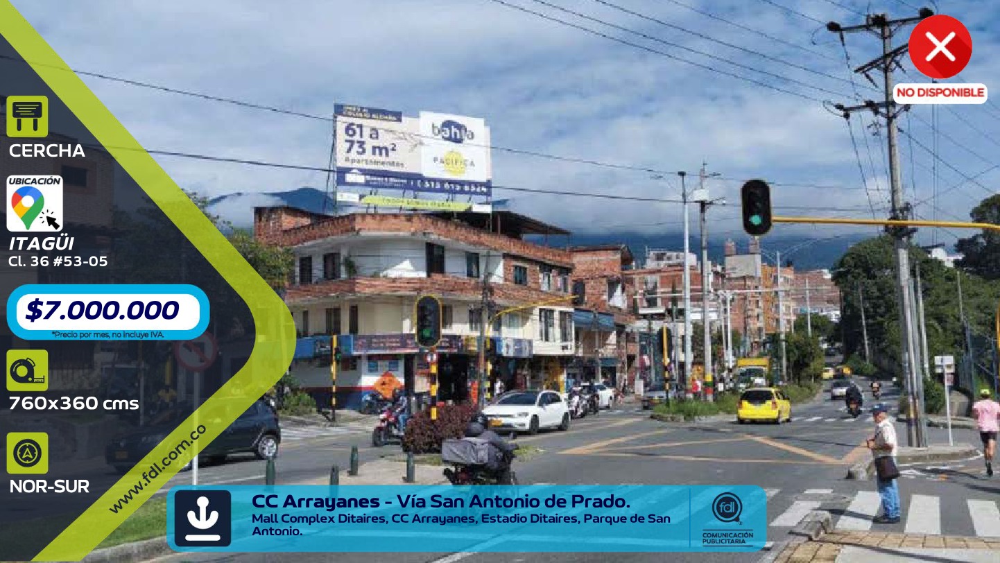 Valla OOH CC Arrayanes · Vía San Antonio de Prado Norte–Sur – Itagüí