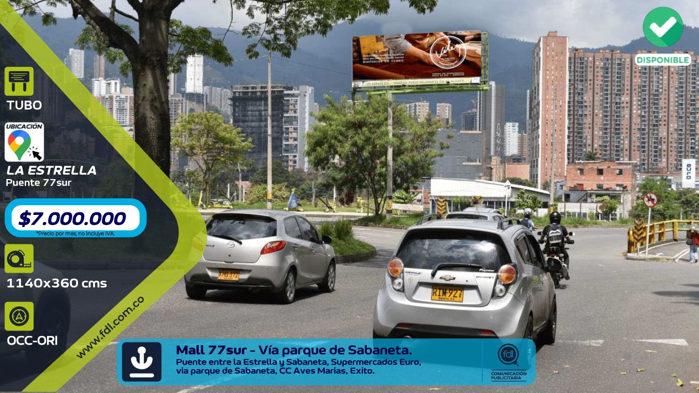 Valla Tubo Puente 77 Sur · CC Aves Marias vía Sabaneta – La Estrella